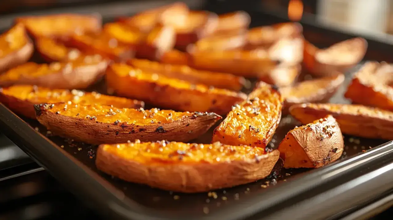 Chrupiące bataty z grilla, przyprawione solą i pieprzem, gotowe do podania.
